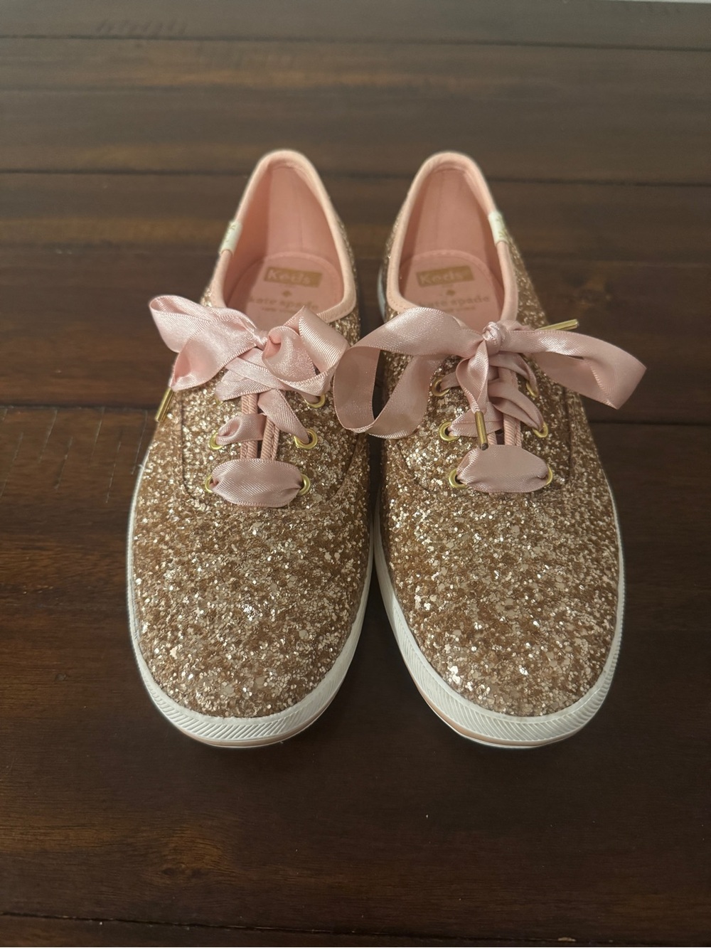 Kate Spade X Keds Champion Rose Gold Glitter Sneakers Size 7